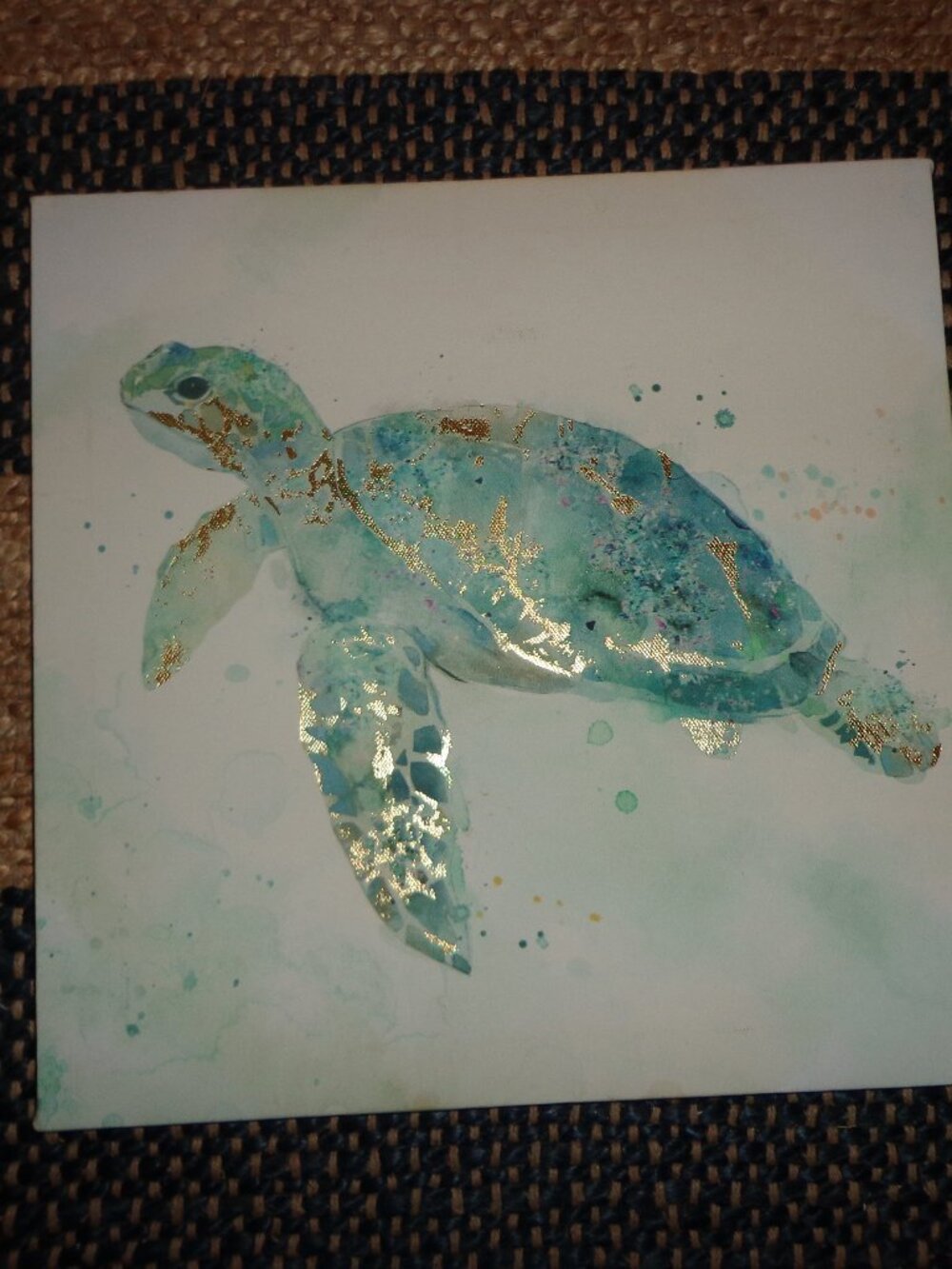 Sea Turtle Watercolor Painting on Stretched Canvas over MDF (Wood Product)